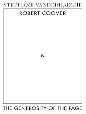 cover image of Robert Coover and the Generosity  of the Page